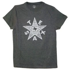 Texas Star Cities Tee - Charcoal