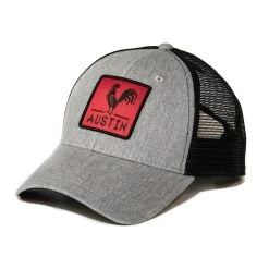 Grey/Black Austin Rooster Square Patch Trucker Hat