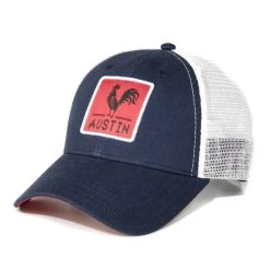 Navy/White Austin Rooster Square Patch Trucker Hat