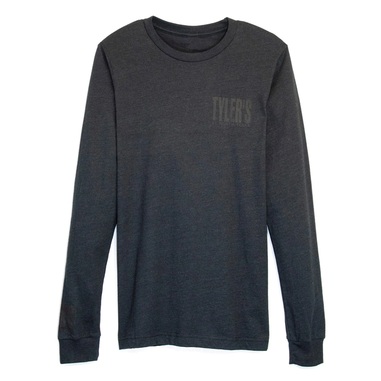 TYLER'S Long Sleeve Black Heather/Black Crew Track Tee - Ft. Worth - Image 2