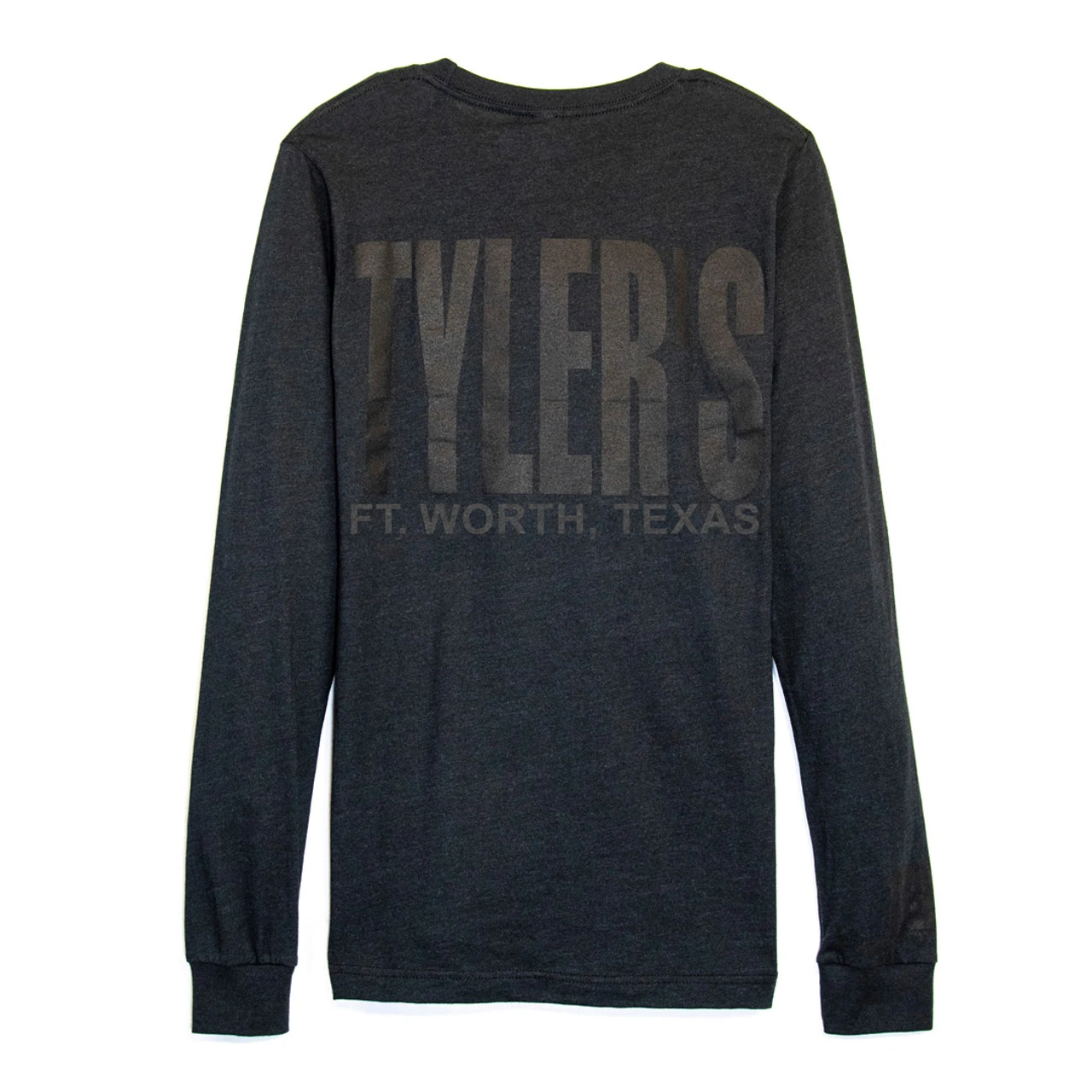 TYLER'S Long Sleeve Black Heather/Black Crew Track Tee - Ft. Worth