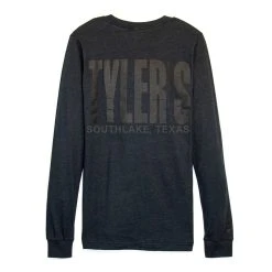 TYLER'S Long Sleeve Black Heather/Black Crew Track Tee - Southlake