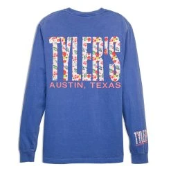 TYLER'S Long Sleeve Blue/Vintage Rose Comfort Color Pocket Tee - Austin