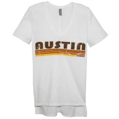 Women's Austin Flii V-Neck Pocket Tee - White/Burnt Orange
