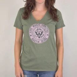 Women's Live Music Capital Eagle Seal V-Neck Tee