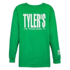 Kids' TYLER'S Green/White Long Sleeve Tee - The Woodlands