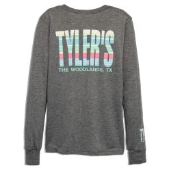 Kids' Long Sleeve Grey/Stripe Track Tee - The Woodlands