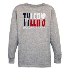 Kids' TYLER'S Grey/Texas Flag Long Sleeve Tee - Dallas