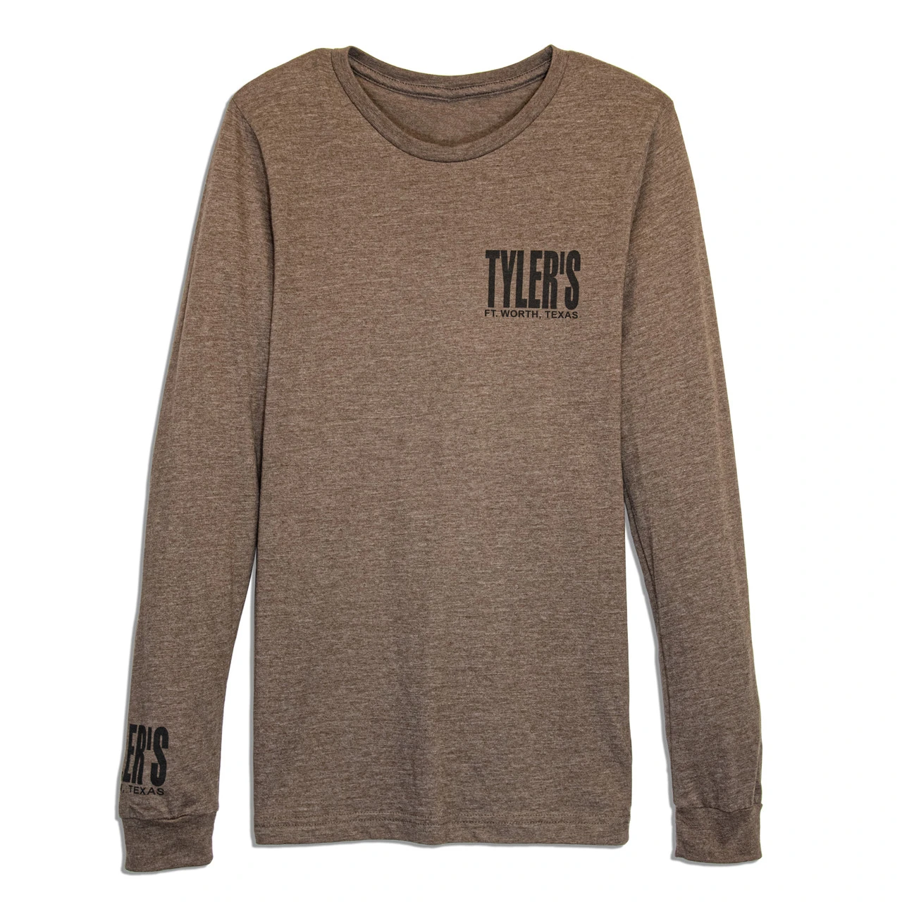 TYLER'S Long Sleeve Heather Brown/Black Crew Track Tee - Ft. Worth - Image 2