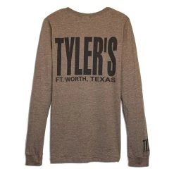 TYLER'S Long Sleeve Heather Brown/Black Crew Track Tee - Ft. Worth