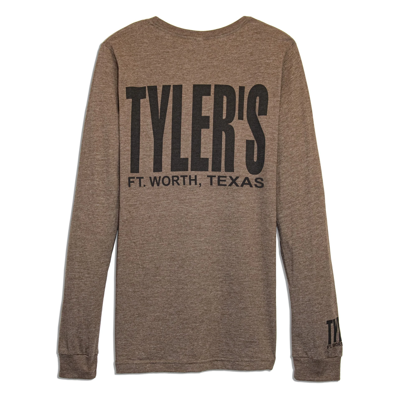 TYLER'S Long Sleeve Heather Brown/Black Crew Track Tee - Ft. Worth