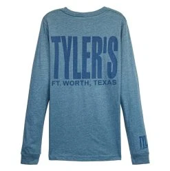 TYLER'S Long Sleeve Heather Slate/Storm Blue Crew Track Tee - Fort Worth