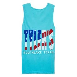 TYLER'S Lagoon/American Flag Comfort Color Tank Top - Southlake