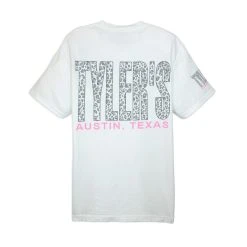 TYLER'S White Leopard Comfort Color Pocket Tee