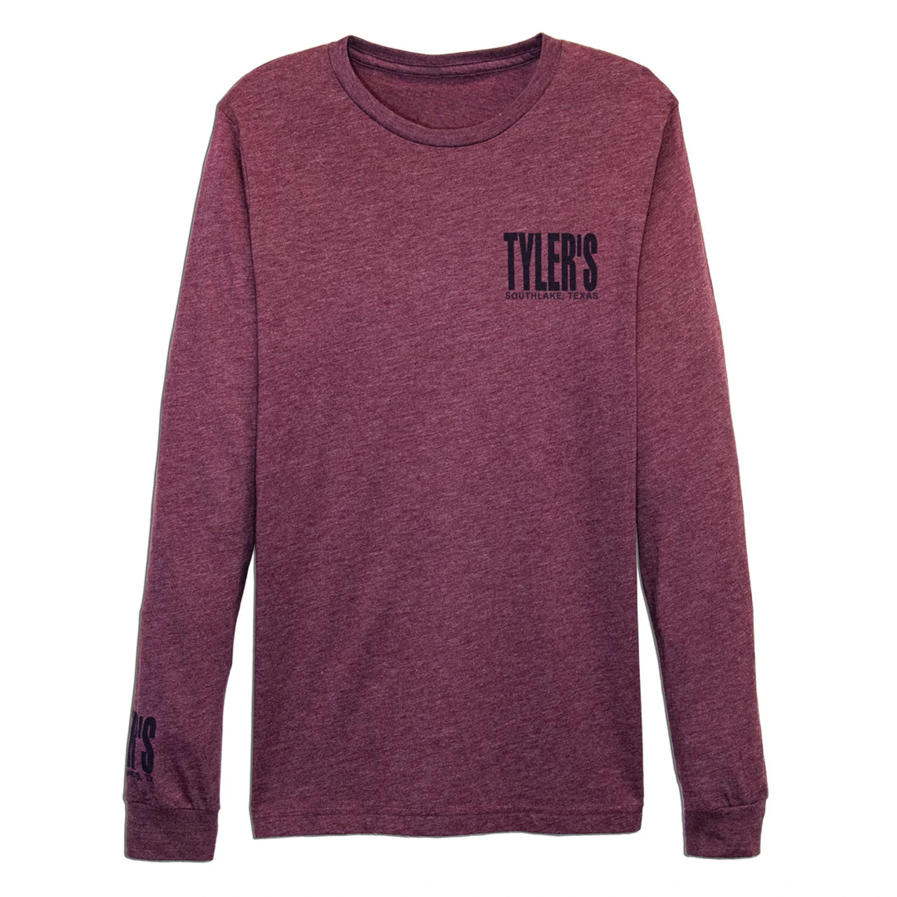 TYLER'S Long Sleeve Heather Maroon/Navy Crew Track Tee - Southlake - Image 2