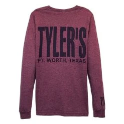 TYLER'S Long Sleeve Heather Maroon/Navy Crew Track Tee - Ft. Worth