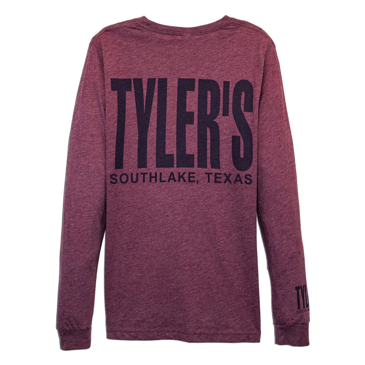 TYLER'S Long Sleeve Heather Maroon/Navy Crew Track Tee - Southlake