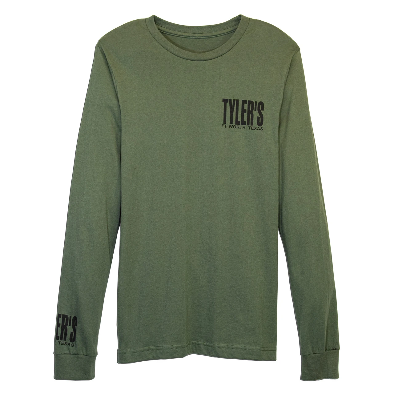 TYLER'S Long Sleeve Military Green/Black Green Crew Track Tee - Ft. Worth - Image 2