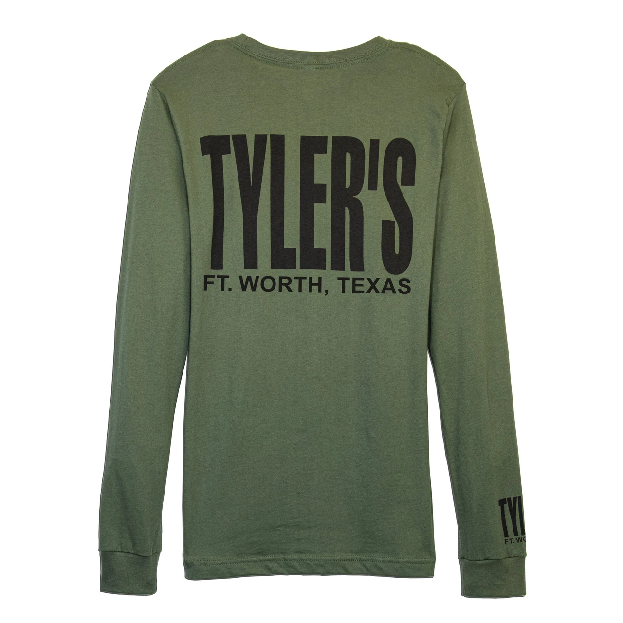 TYLER'S Long Sleeve Military Green/Black Green Crew Track Tee - Ft. Worth