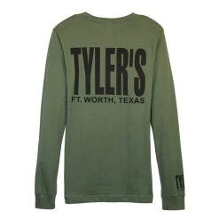 TYLER'S Long Sleeve Military Green/Black Green Crew Track Tee - Ft. Worth