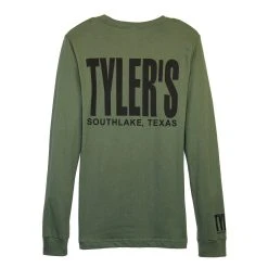 TYLER'S Long Sleeve Military Green/Black Green Crew Track Tee - Southlake