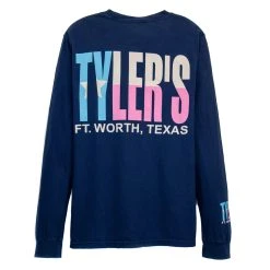 TYLER'S Long Sleeve Navy/Pastel Texas Flag Comfort Color Pocket Tee - Fort Worth