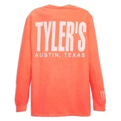 TYLER'S Long Sleeve Neon Red Comfort Color Pocket Tee - Austin