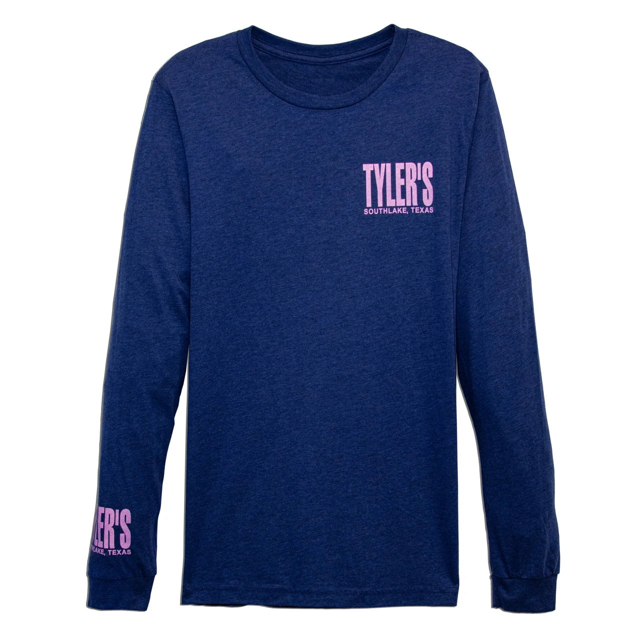 TYLER'S Long Sleeve Heather Navy/Panther Pink Crew Track Tee - Southlake - Image 2