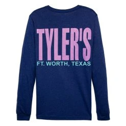 TYLER'S Long Sleeve Heather Navy/Panther Pink Crew Track Tee - Ft. Worth