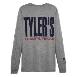TYLER'S Long Sleeve Heather Grey/Navy Crew Track Tee - Ft. Worth