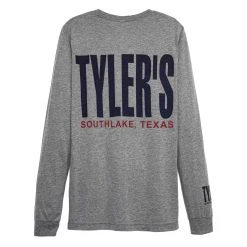 TYLER'S Long Sleeve Heather Grey/Navy Crew Track Tee - Southlake