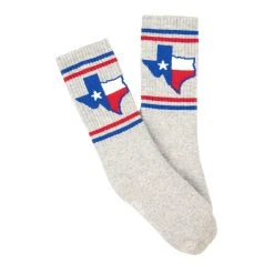 TYLER'S Grey Texas Shape Crew Socks