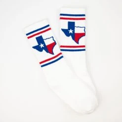 TYLER'S White Texas Shape Crew Socks