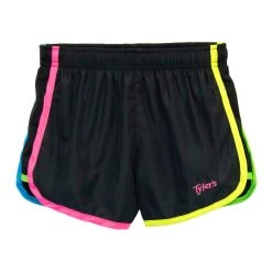 Girls' Black/ Multi Trim Racer Shorts