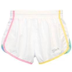 Women's White/Multi Racer Shorts