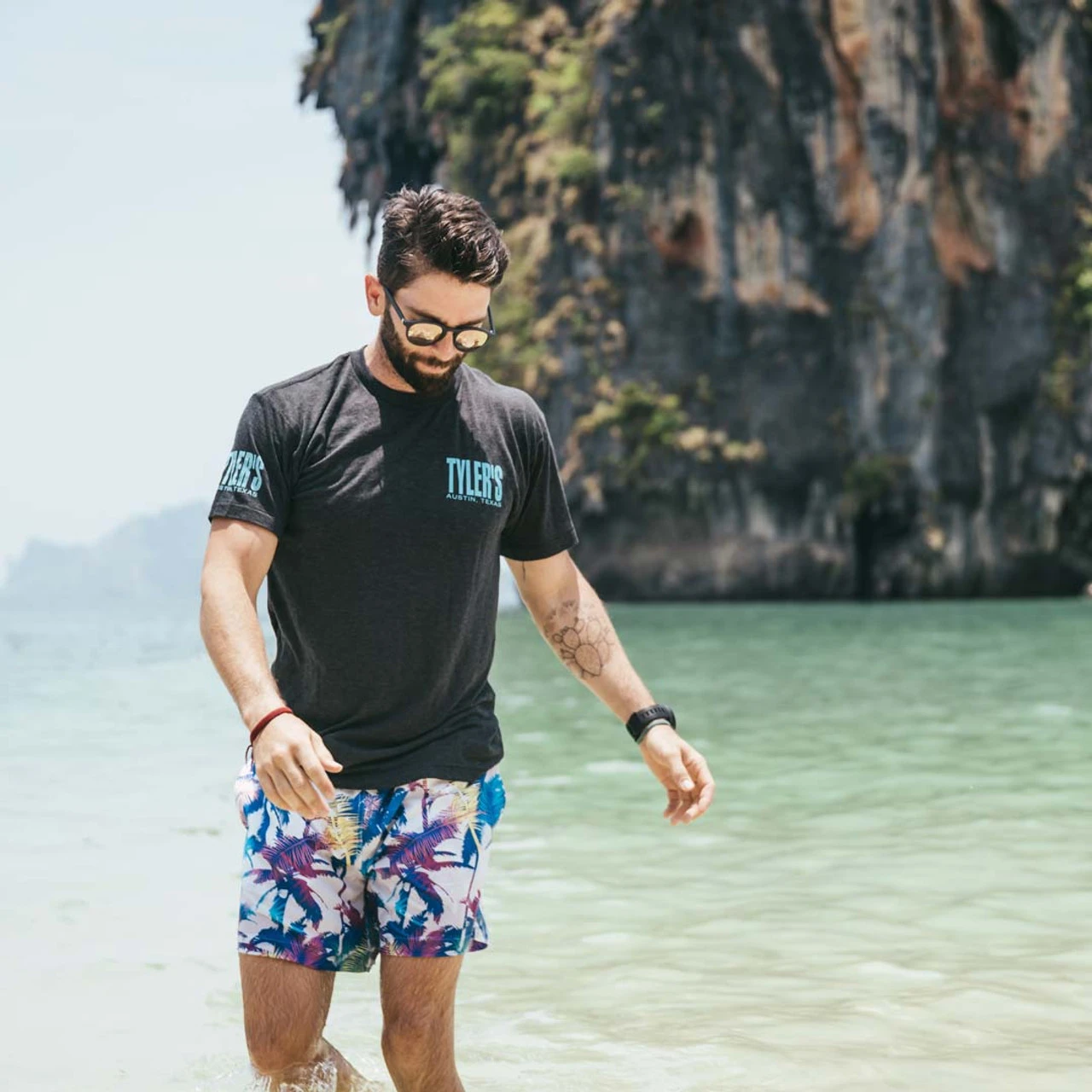 TYLER'S Grey/Aqua/Yellow Track Tee - The Woodlands - Image 2