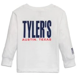 Toddlers' TYLER'S White/Navy Long Sleeve Tee - Austin