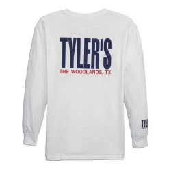 Kids' TYLER'S White/Navy Long Sleeve Tee - The Woodlands